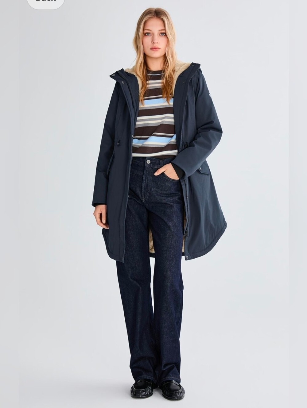 NWT OROLAY Chiione WInter Coat Jacket Fleece Sherpa Medium Charcoal Warm Long